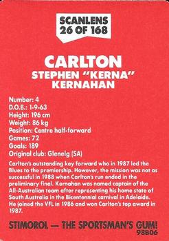 1989 Scanlens VFL #26 Stephen Kernahan Back